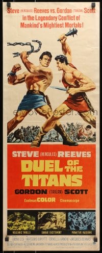 3p082 DUEL OF THE TITANS insert 1963 Romolo e Remo, Steve Hercules Reeves vs Gordon Tarzan Scott!