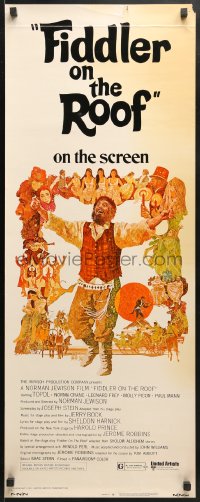 3p094 FIDDLER ON THE ROOF insert 1971 cool artwork of Topol & cast by Ted CoConis!