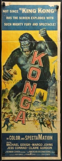 3p153 KONGA insert 1961 great artwork of giant angry ape terrorizing city by Reynold Brown!