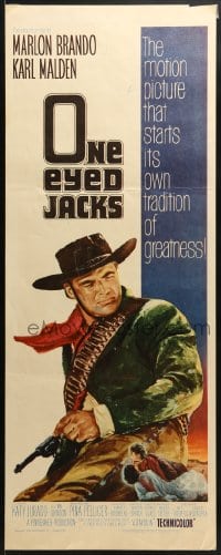 3p197 ONE EYED JACKS insert 1961 great art of star & director Marlon Brando with gun & bandolier!