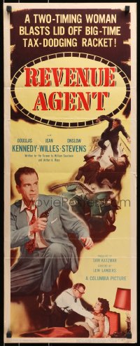 3p217 REVENUE AGENT insert 1950 tax collector Douglas Kennedy with gun, different crime montage!