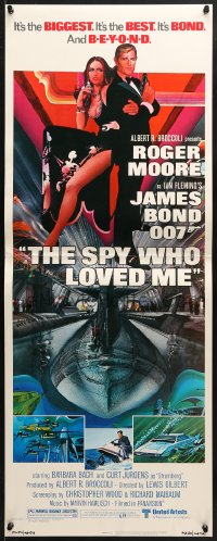 3p244 SPY WHO LOVED ME insert 1977 great art of Roger Moore as James Bond by Bob Peak!