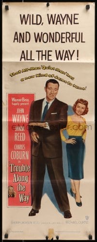 3p274 TROUBLE ALONG THE WAY insert 1953 great full-length image of John Wayne with Donna Reed!