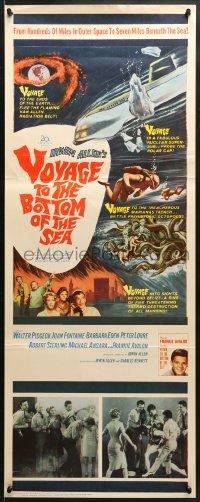 3p285 VOYAGE TO THE BOTTOM OF THE SEA insert 1961 fantasy sci-fi art of scuba divers & monster!