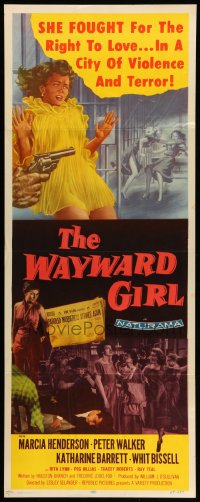 3p291 WAYWARD GIRL insert 1957 great art of innocent teen girl in nightie & fighting in prison!