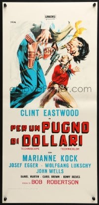 3p359 FISTFUL OF DOLLARS Italian locandina R1970s Sergio Leone classic, Tealdi art of Clint Eastwood!