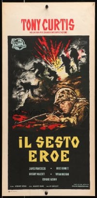 3p437 OUTSIDER Italian locandina 1962 art of Tony Curtis as Ira Hayes of Iwo Jima fame!