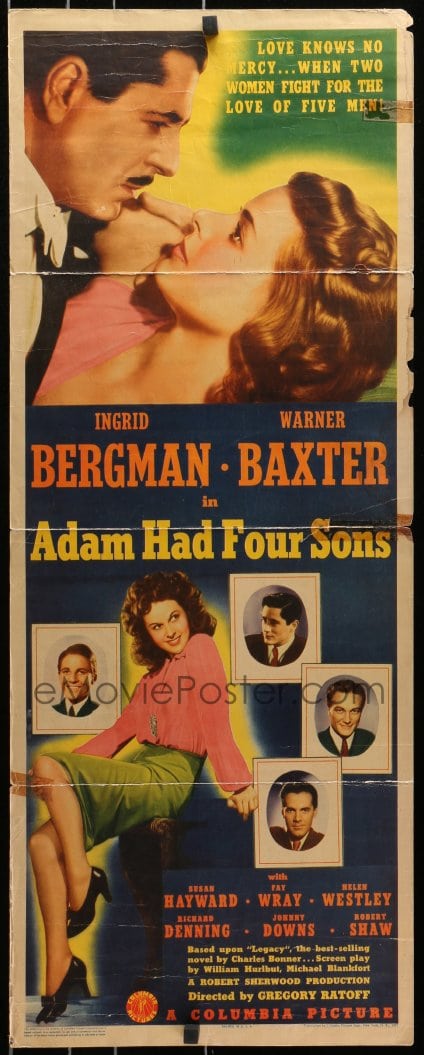 3p008 Adam Had Four Sons Insert 1941 Ingrid Bergman Warner Baxter Sexy Susan 