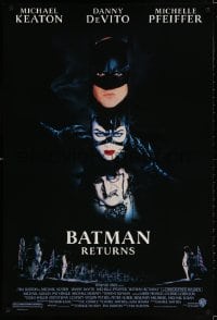 3r634 BATMAN RETURNS 1sh 1992 Michael Keaton, Danny DeVito, Michelle Pfeiffer, Tim Burton!