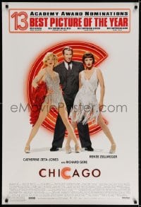 3r658 CHICAGO 1sh 2002 Zellweger & Zeta-Jones, Gere, 13 nominations, wacky switched credits!