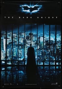 3r175 DARK KNIGHT 27x39 French commercial poster 2008 Christian Bale as Batman looking over city!