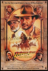 3r189 INDIANA JONES & THE LAST CRUSADE 27x40 commercial poster 1989 art of Ford & Connery by Drew