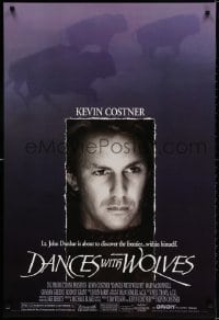 3r672 DANCES WITH WOLVES DS 1sh 1990 Kevin Costner directs & stars, image of buffalo!