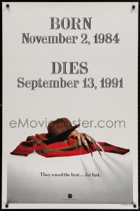 3r713 FREDDY'S DEAD teaser 1sh 1991 cool image of Krueger's sweater, hat, and claws!