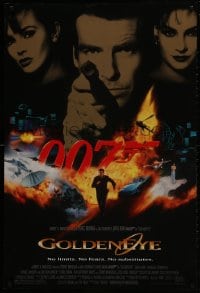 3r727 GOLDENEYE 1sh 1995 cast image of Pierce Brosnan as Bond, Isabella Scorupco, Famke Janssen!