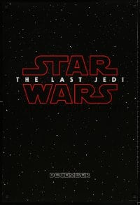 3r802 LAST JEDI teaser DS 1sh 2017 black style, Star Wars, Hamill, classic title treatment in space!