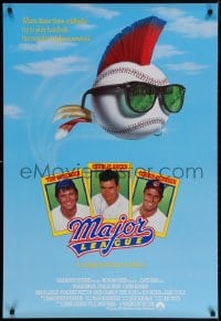 3r813 MAJOR LEAGUE int'l 1sh 1989 Charlie Sheen, Tom Berenger, wacky art of baseball with mohawk!