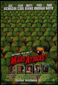3r818 MARS ATTACKS! int'l advance DS 1sh 1996 directed by Tim Burton, great image of many aliens!