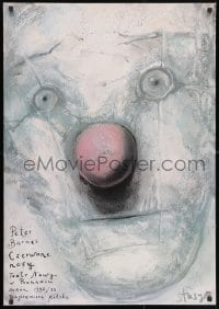 3r426 RED NOSES commercial Polish 27x38 1992 artwork of clown's face by Stasys!