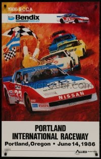 3r465 1986 SCCA 23x36 special poster 1986 wonderful car racing artwork, checker flag!