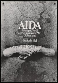 3r330 AIDA 23x33 German stage poster 1973 hands emerging from stone!