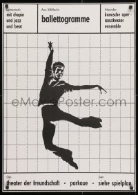 3r339 BALLETTOGRAMME 23x32 East German stage poster 1978 art of a male ballet dancer on a grid!