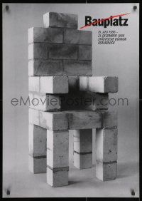 3r341 BAUPLATZ 23x33 German stage poster 1985 wild image of some sort of chair by Holger Matthies!