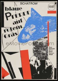 3r343 BLAUE PFERDE AUF ROTEM GRAS 23x32 East German stage poster 1980 silkscreen art by Frank!