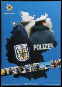 3r479 BUNDESPOLIZEI 17x24 German special poster 2000s Federal German police, cool map style!
