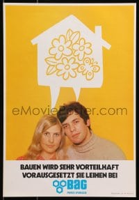 3r093 COB 12x18 Belgian advertising poster 1970s couple with house on mind!