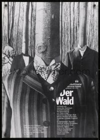 3r365 DER WALD 23x33 German stage poster 1971 wild image of trees with clothes by Grindler!