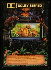 3r493 DOLBY DIGITAL 26x36 special poster 1990 artwork of jungle animals in theater!