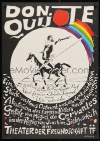 3r377 DON QUIJOTE 23x32 East German stage poster 1988 riding a horse backwards by Alwin Eckert!