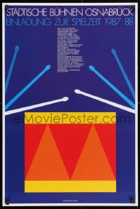 3r381 EINLADUNG ZUR SPIELZEIT 1987-88 22x33 German stage poster 1987 art of a drum and sticks by Arnoldi!