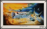 3r497 EVOLUTION OF FLIGHT 22x36 special poster 1987 Don Whearty art from Icarus to space shuttle!