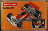 3r096 FIRESTONE 25x38 advertising poster 1970s cool art of #4 Indy car by Shusei Nagaoka!