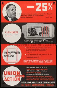 3r512 FRENCH COMMUNIST PARTY union style 24x38 French special poster 1963 Parti Communiste Francais!