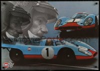3r099 GULF PORSCHE 917 2-sided 24x34 Swiss advertising poster 1970s Jo Siffert & schematic of racer!