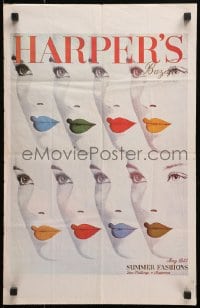 3r520 HARPER'S BAZAAR 15x23 English special poster 1941 May Summer Fashions, colorful lipstick!