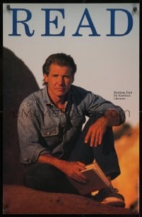 3r521 HARRISON FORD 22x34 special poster 1990 cool image of actor in desert encouraging library use!