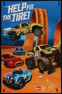 3r525 HOT WHEELS 24x38 special poster 2017 scale toy models of real cars, help fix the tire!