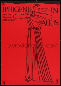 3r390 IPHIGENIE IN AULIS 23x32 East German stage poster 1975 art of Iphigenia!