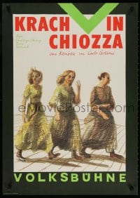 3r399 KRACH IN CHIOZZA 23x32 East German stage poster 1986 cool art of three women walking!