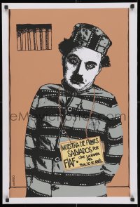 3r068 MUESTRA DE FILMES SALVADOS POR FIAF silkscreen 20x30 Cuban film festival poster 1990 Chaplin!