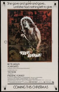 3r561 ROSE advance 20x32 special poster 1979 Mark Rydell, Bette Midler in Janis Joplin biography!
