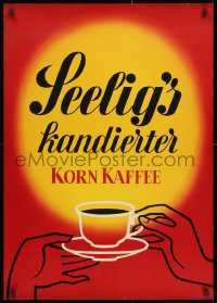 3r118 SEELIG'S KANDIERTER KORN KAFFEE 24x33 German advertising poster 1950s Walter Muller, red!