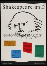 3r434 SHAKESPEARE IM DT silkscreen 23x32 East German stage poster 1975 Shakespeare by Picasso!