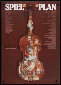3r438 SPIEL PLAN 23x33 German stage poster 1980 artwork of a violin by Holger Matthies!