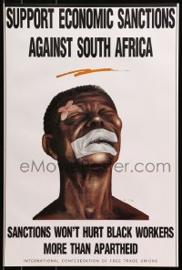 3r582 SUPPORT ECONOMIC SANCTIONS AGAINST SOUTH AFRICA 16x24 Dutch special poster 1980s Gal art!