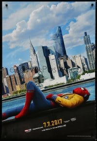 3r922 SPIDER-MAN: HOMECOMING teaser DS 1sh 2017 Holland in the title role, New York City skyline!